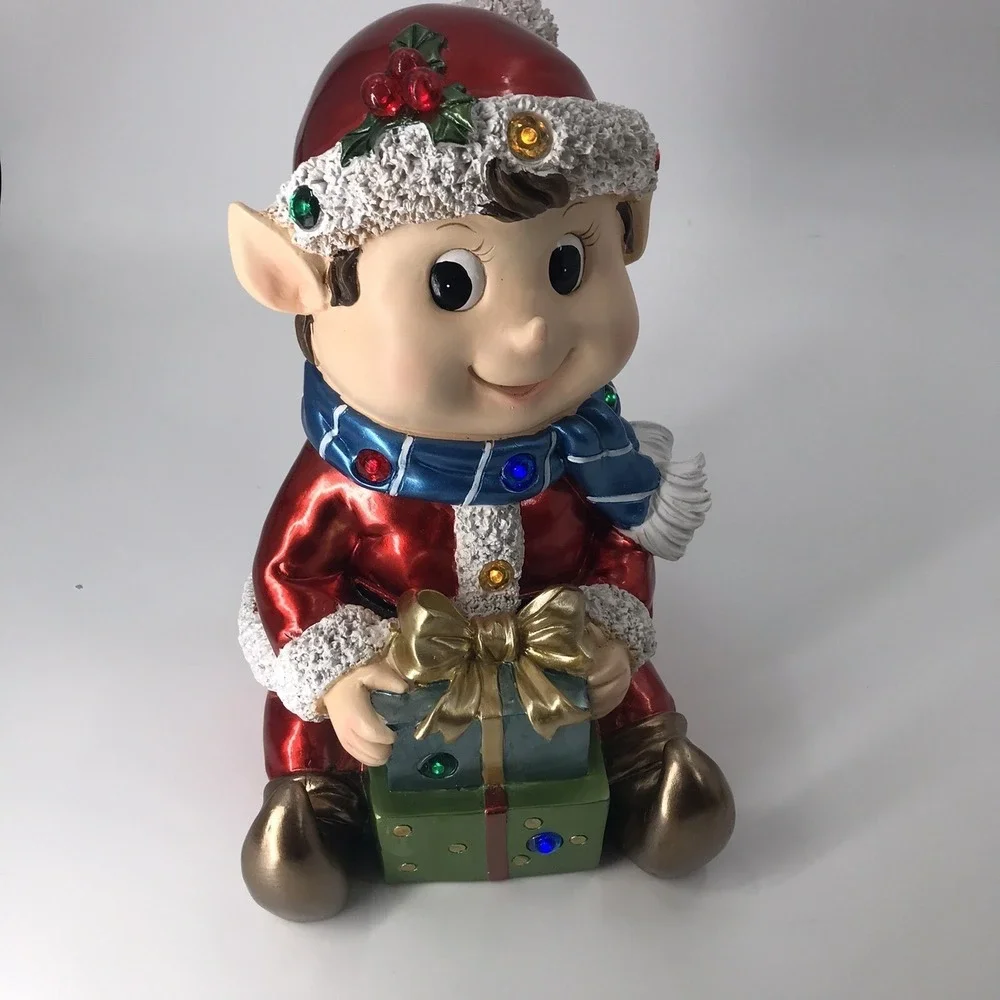 Light-Up ELF Resin W/ 12 LED Lights - 15 inches high MADE IN ITALY Quality